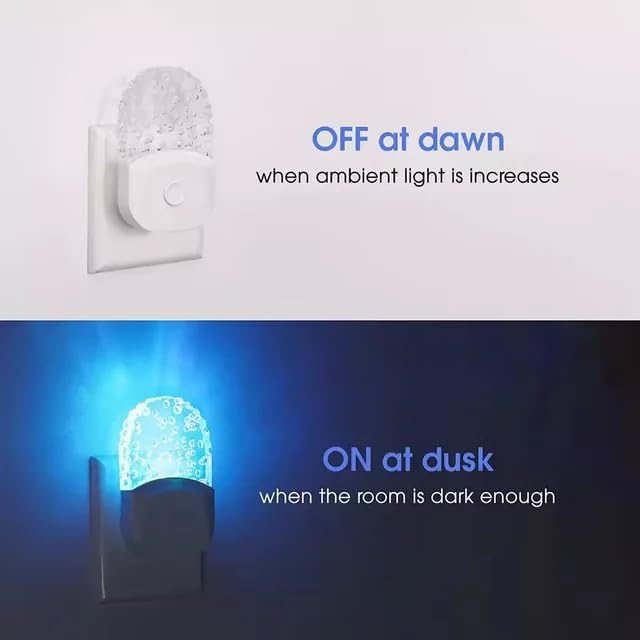 QLIGHT Night Light, Color Changing Night Lights for Kids, RGB Plug-in Night Lights 2 Pack with Dusk-to-Dawn Sensor, Soft White LED Night Lamp for Bedroom, Bathroom, Hallway, Gifts