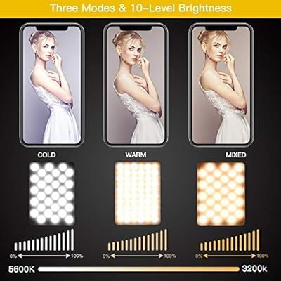 QLIGHT Selfie Light 60 LED Rechargeable Clip-On with Front & Back Phone Holder, CRI 95+, 3 Light Modes, Portable Fill Light for Phone, Tablet, Laptop, Zoom, TikTok