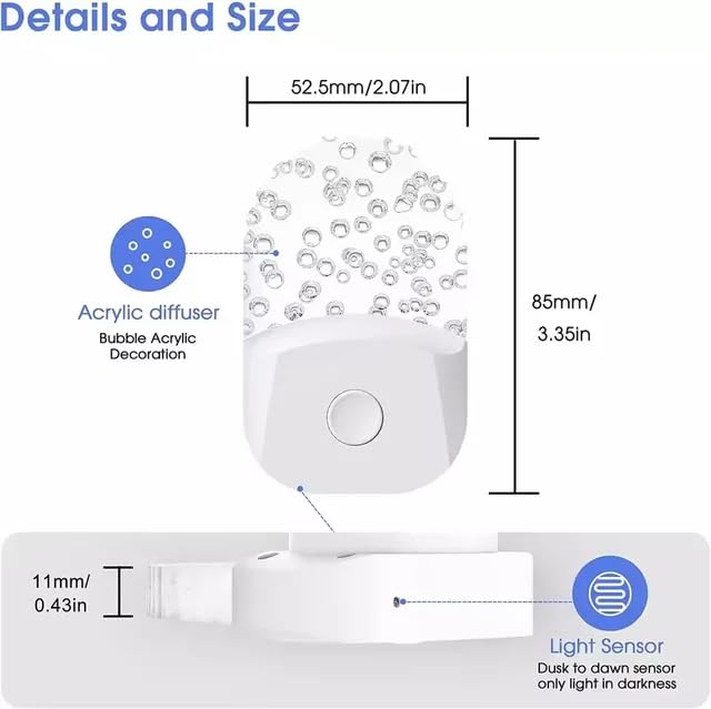 QLIGHT Night Light, Color Changing Night Lights for Kids, RGB Plug-in Night Lights 2 Pack with Dusk-to-Dawn Sensor, Soft White LED Night Lamp for Bedroom, Bathroom, Hallway, Gifts