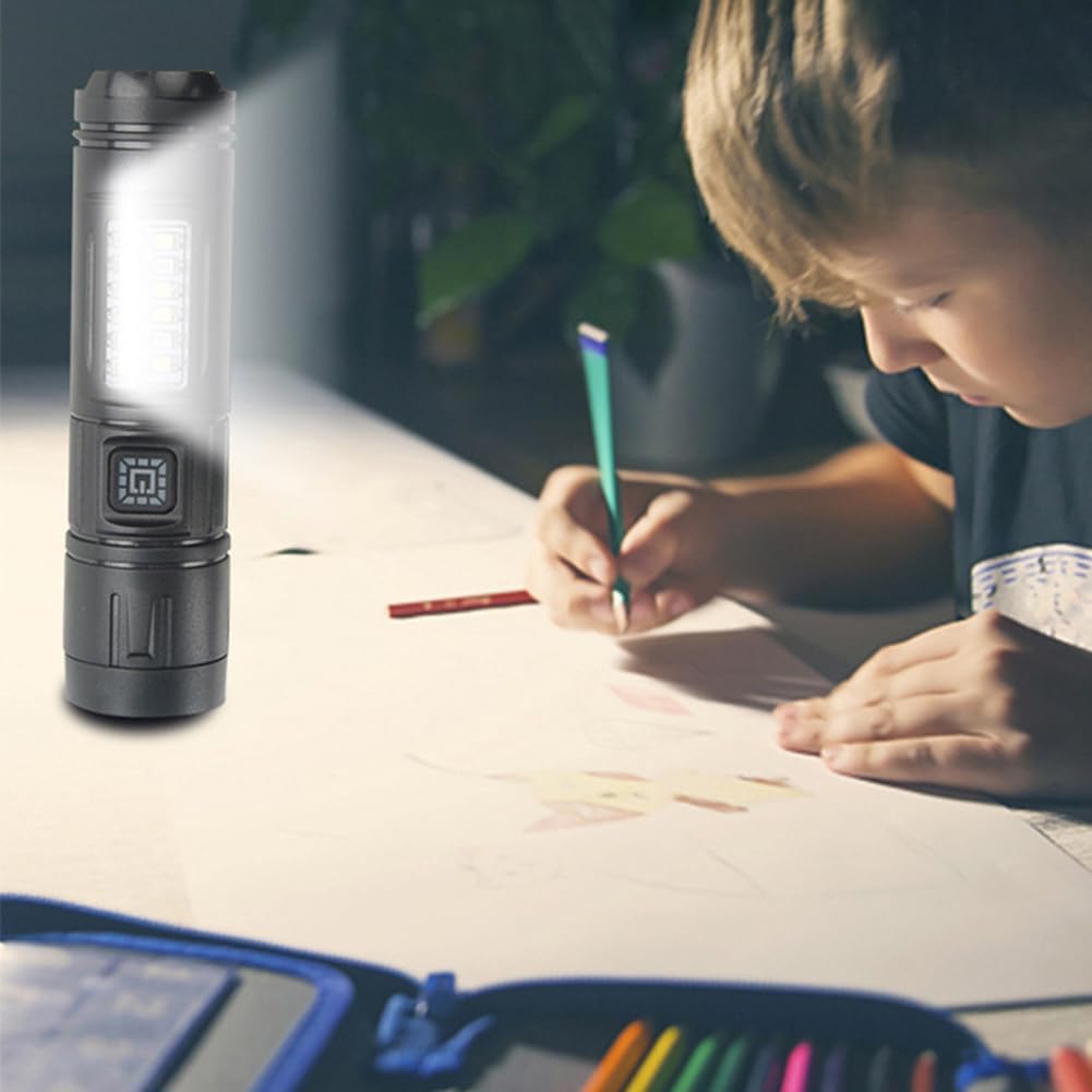 QLIGHT (2Pack) Rechargeable Flashlight Led Torch light,2000 High Lumens Handled Flash Light, Long Lasting Tectitical Powerful Flashlights With Side Cob Light,5 Modes, Flashlight For Camping&Hiking