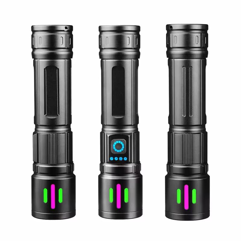 QLIGHT Flashlight Rechargeable TorchLight, 10000 Lumens Flash Light Led flashlights Tactical Led Torch Light High Power, USB Handheld Powerful Torches for Camping Hiking Emergency