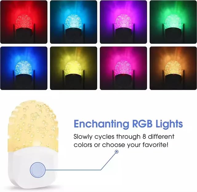 QLIGHT Night Light, Color Changing Night Lights for Kids, RGB Plug-in Night Lights 2 Pack with Dusk-to-Dawn Sensor, Soft White LED Night Lamp for Bedroom, Bathroom, Hallway, Gifts