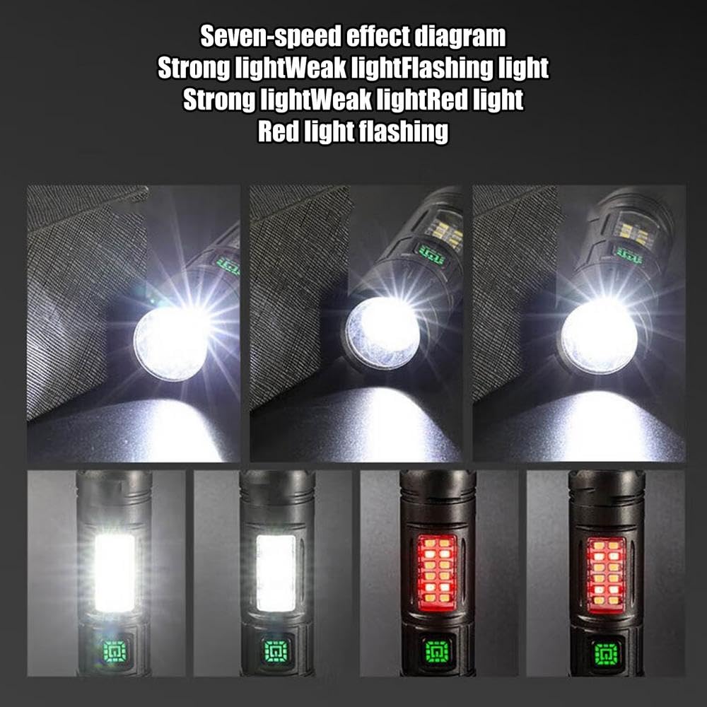QLIGHT (2Pack) Rechargeable Flashlight Led Torch light,2000 High Lumens Handled Flash Light, Long Lasting Tectitical Powerful Flashlights With Side Cob Light,5 Modes, Flashlight For Camping&Hiking