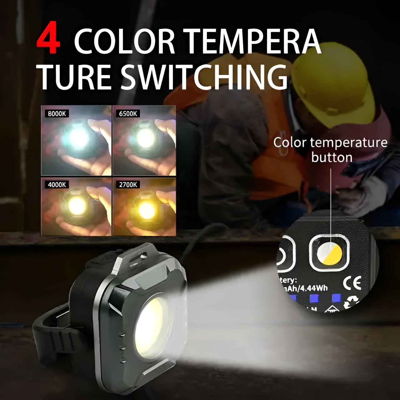 QLIGHT 2PACK Rechargeable Mini Flashlight Outdoor Led Torch Light, COB Camping Lights Outdoor, Adjustable Color Temp (2700K-8000K), Waterproof, Emergency Light Rechargeable, Light for Camping.
