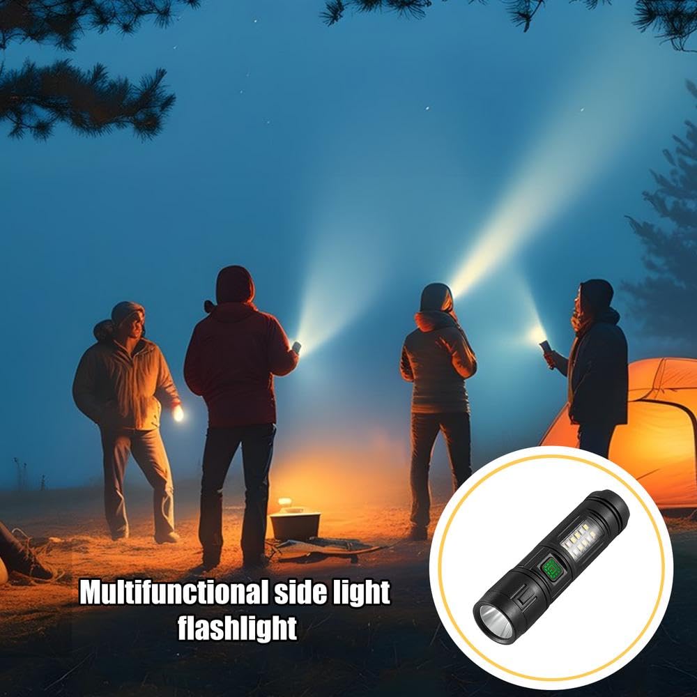QLIGHT (2Pack) Rechargeable Flashlight Led Torch light,2000 High Lumens Handled Flash Light, Long Lasting Tectitical Powerful Flashlights With Side Cob Light,5 Modes, Flashlight For Camping&Hiking