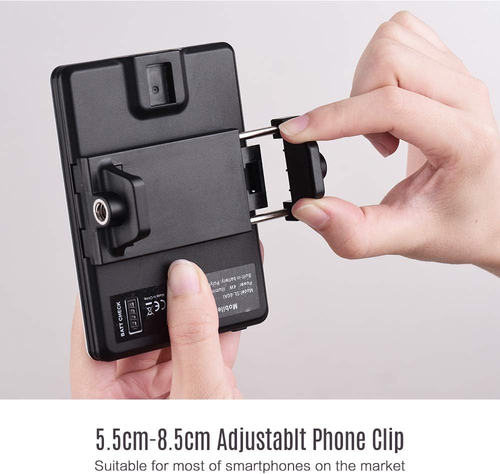QLIGHT Selfie Light 60 LED Rechargeable Clip-On with Front & Back Phone Holder, CRI 95+, 3 Light Modes, Portable Fill Light for Phone, Tablet, Laptop, Zoom, TikTok