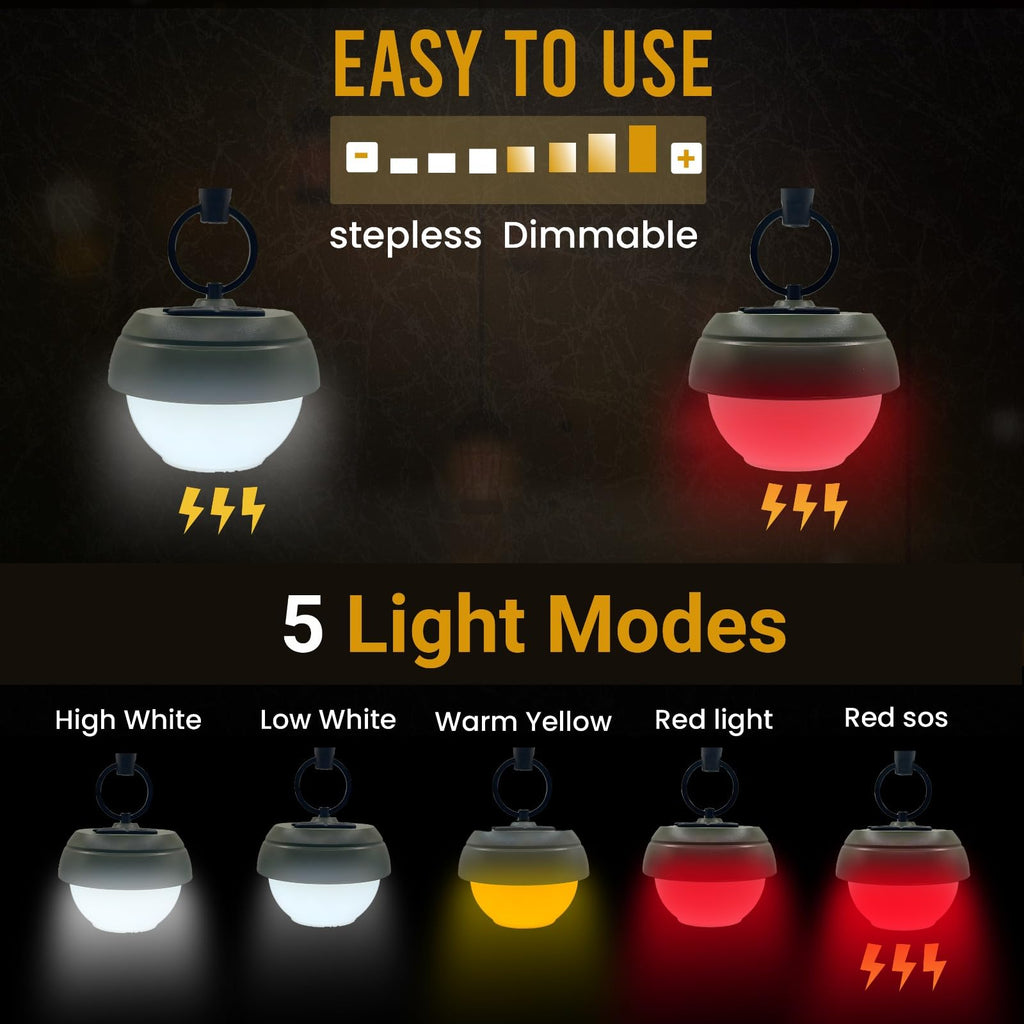 QLIGHT (2Pack) Camping Lantern Rechargeable Outdoor Camping Light,Battery Powered Portable Bright Tent Lamp, 5 Light Modes,Waterproof Led Light For Camping & Hiking (2Pack)