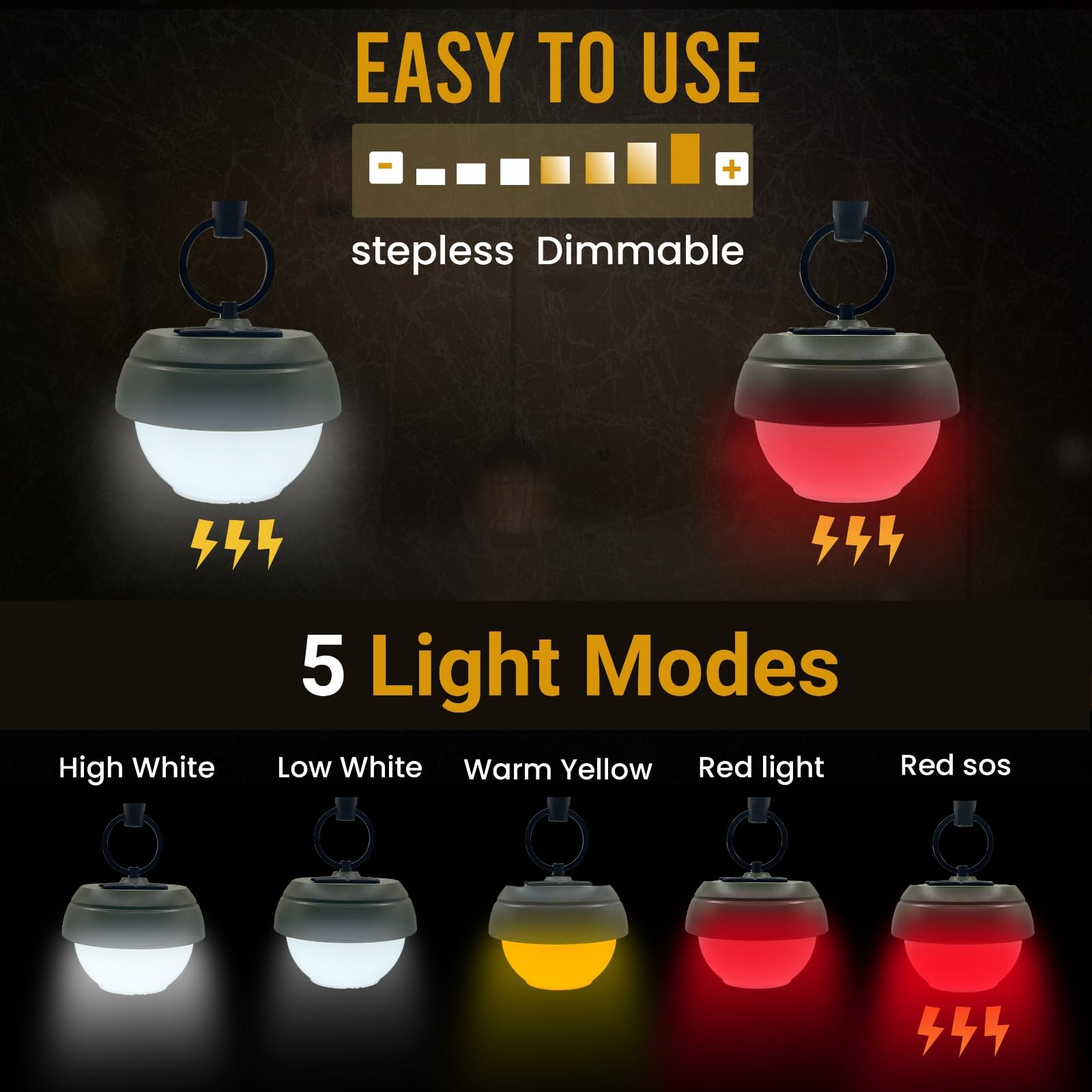 QLIGHT (2Pack) Camping Lantern Rechargeable Outdoor Camping Light,Battery Powered Portable Bright Tent Lamp, 5 Light Modes,Waterproof Led Light For Camping & Hiking (2Pack)