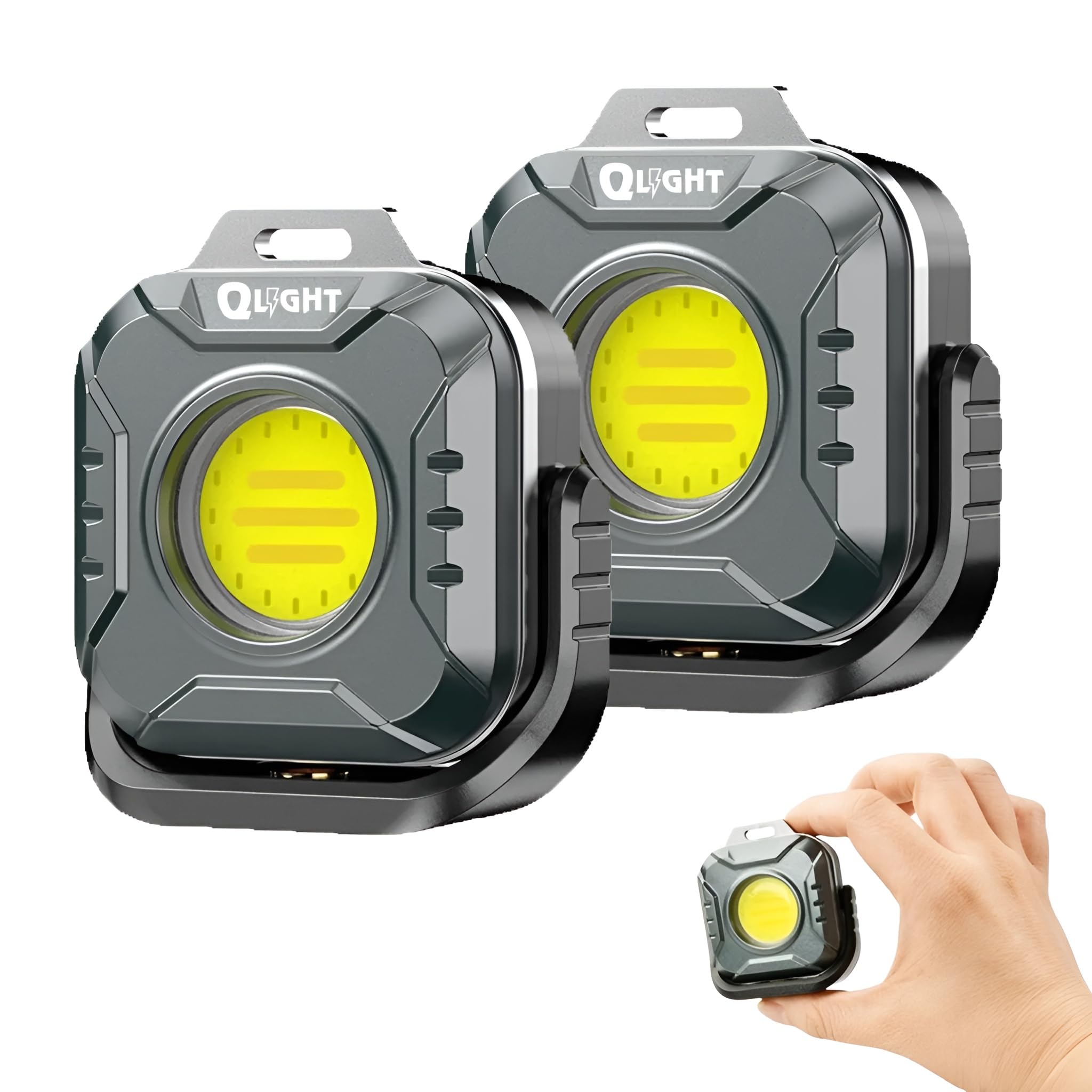 QLIGHT 2PACK Rechargeable Mini Flashlight Outdoor Led Torch Light, COB Camping Lights Outdoor, Adjustable Color Temp (2700K-8000K), Waterproof, Emergency Light Rechargeable, Light for Camping.