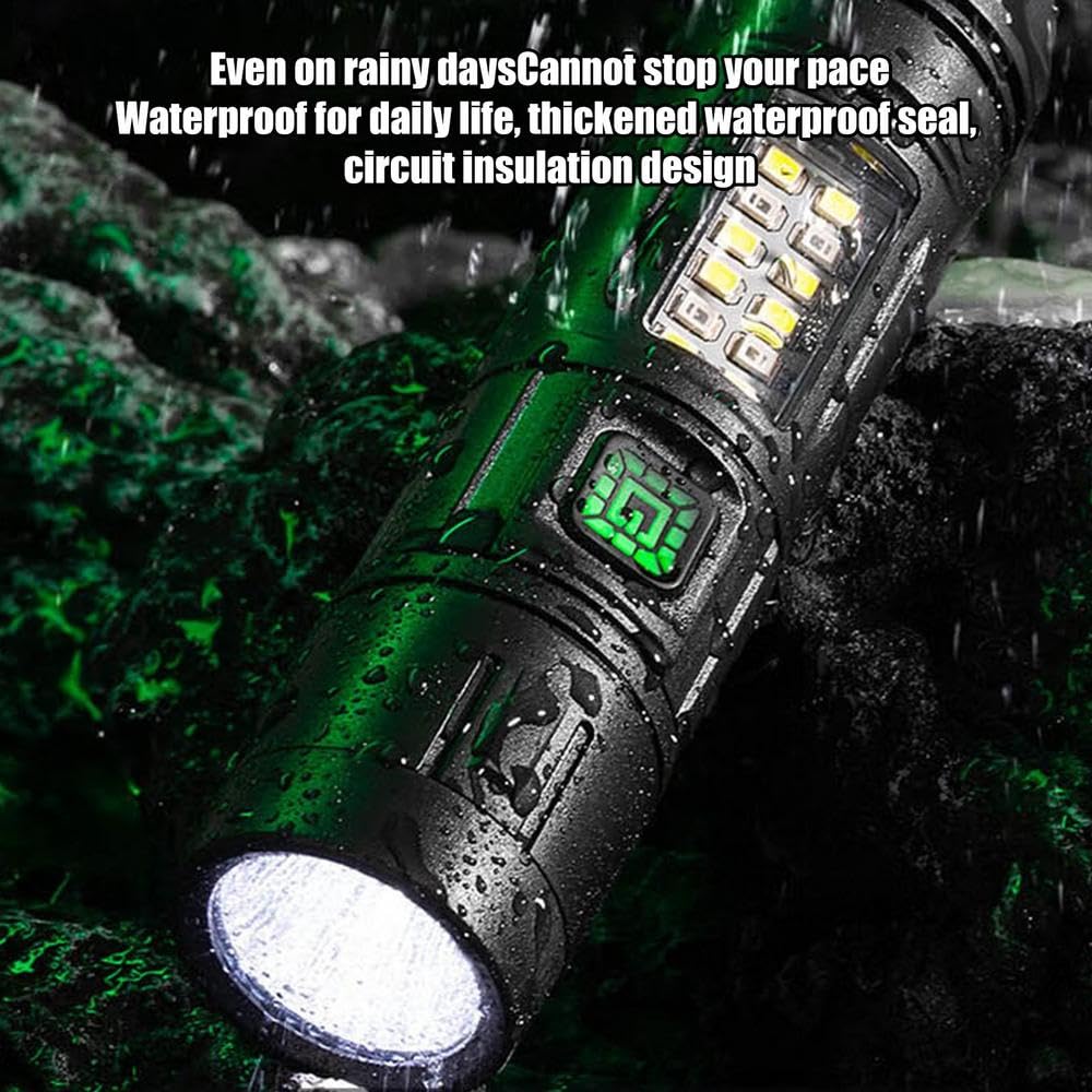 QLIGHT (2Pack) Rechargeable Flashlight Led Torch light,2000 High Lumens Handled Flash Light, Long Lasting Tectitical Powerful Flashlights With Side Cob Light,5 Modes, Flashlight For Camping&Hiking