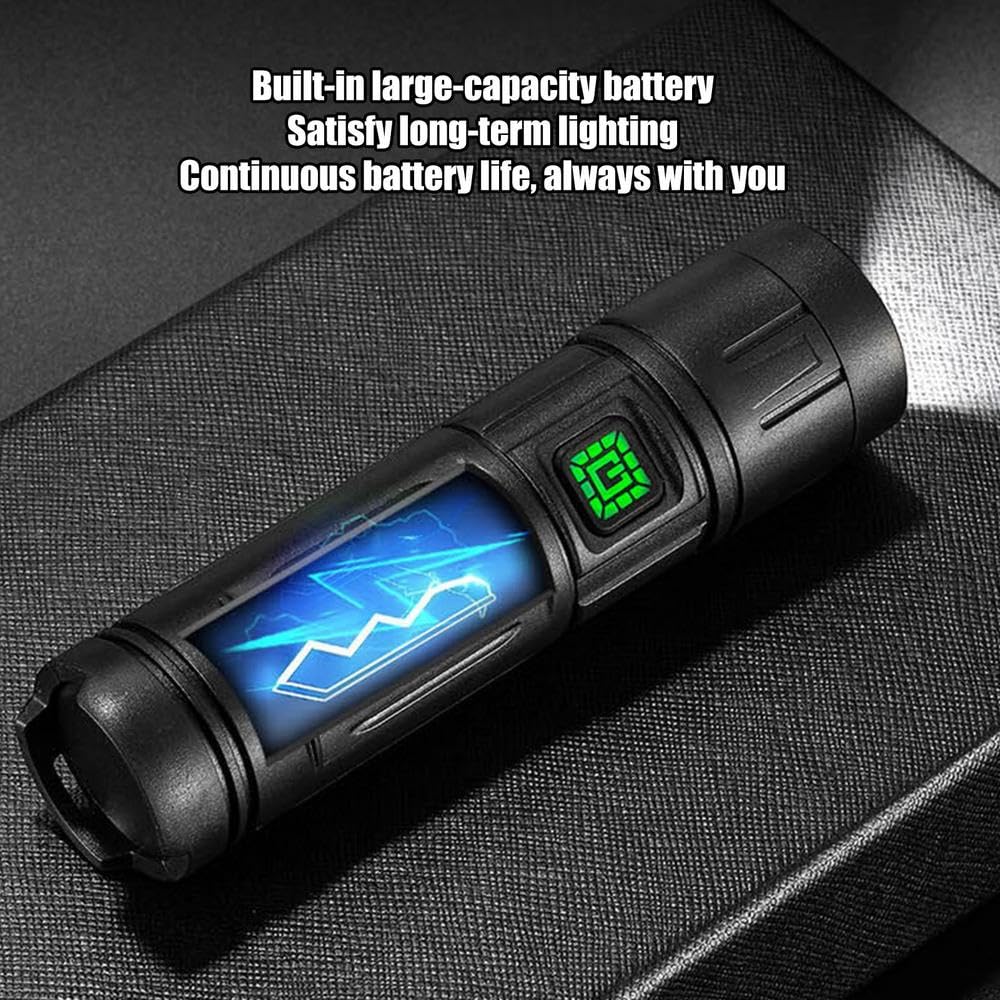 QLIGHT (2Pack) Rechargeable Flashlight Led Torch light,2000 High Lumens Handled Flash Light, Long Lasting Tectitical Powerful Flashlights With Side Cob Light,5 Modes, Flashlight For Camping&Hiking