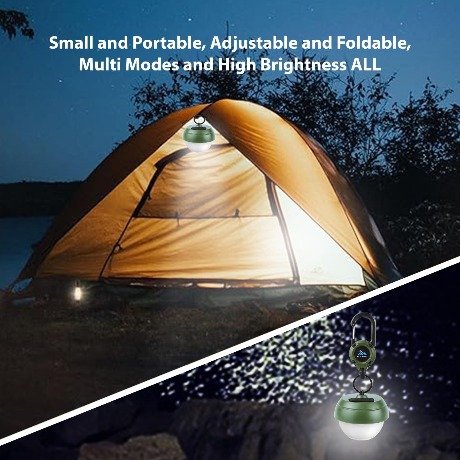 QLIGHT (2Pack) Camping Lantern Rechargeable Outdoor Camping Light,Battery Powered Portable Bright Tent Lamp, 5 Light Modes,Waterproof Led Light For Camping & Hiking (2Pack)