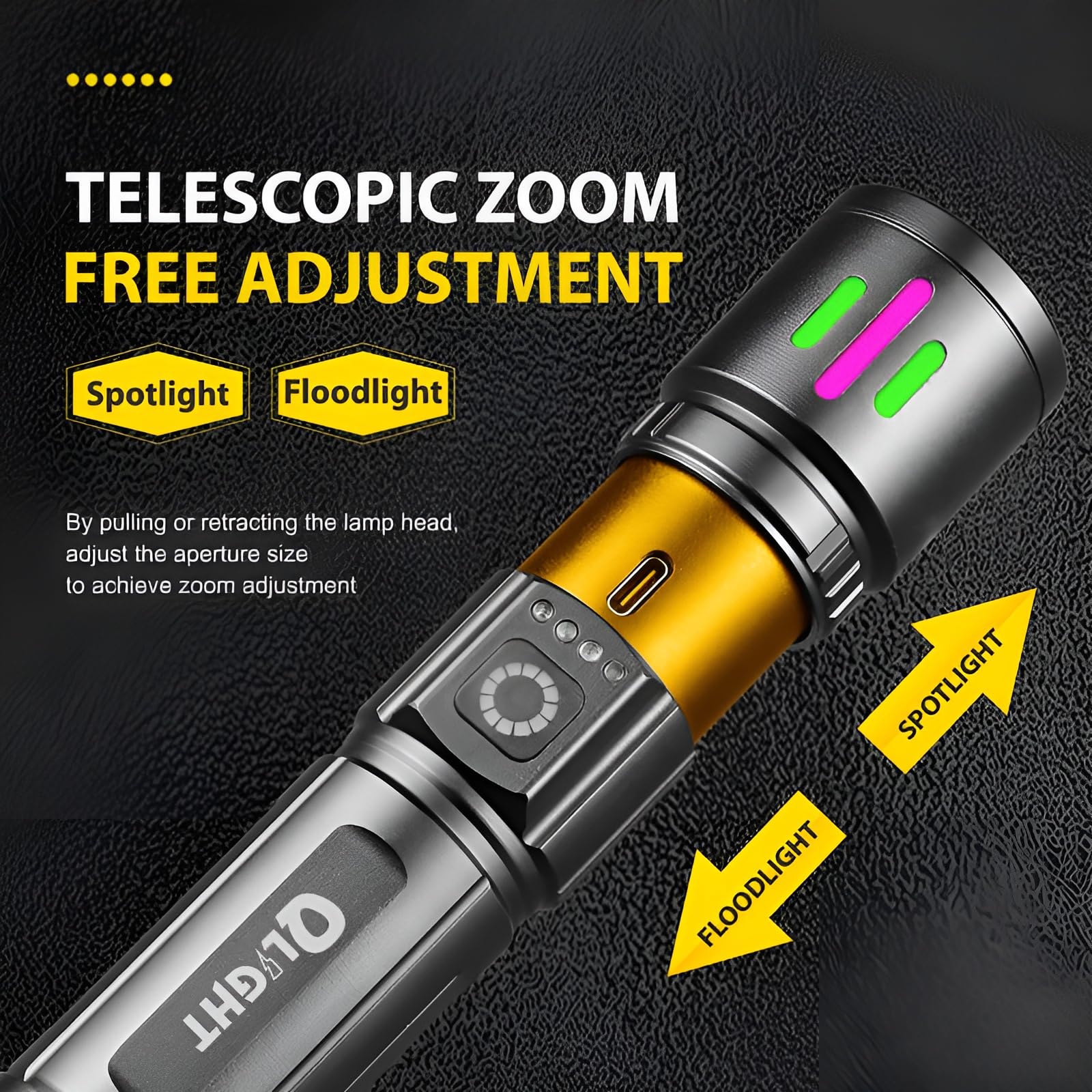 QLIGHT Flashlight Rechargeable TorchLight, 10000 Lumens Flash Light Led flashlights Tactical Led Torch Light High Power, USB Handheld Powerful Torches for Camping Hiking Emergency