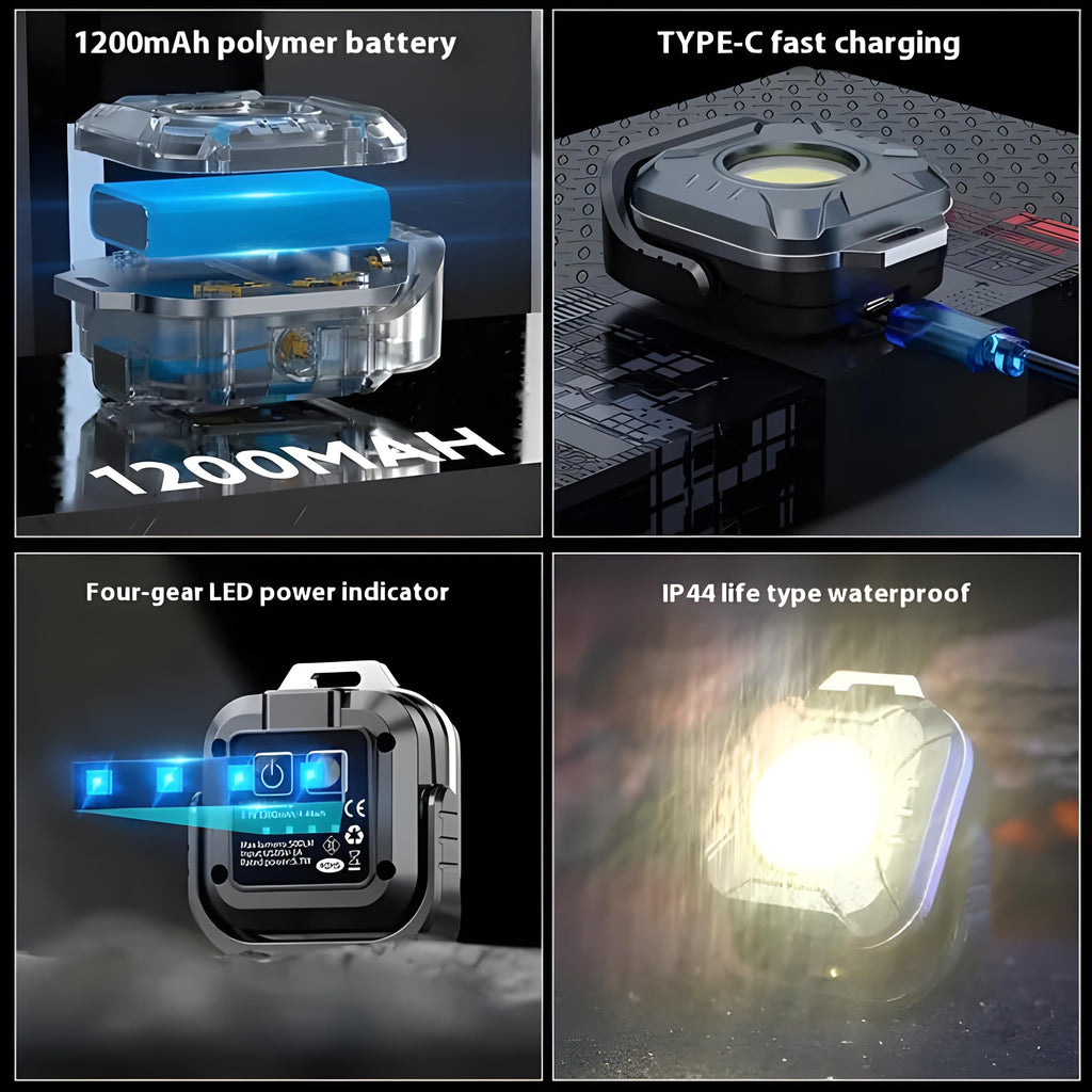 QLIGHT 2PACK Rechargeable Mini Flashlight Outdoor Led Torch Light, COB Camping Lights Outdoor, Adjustable Color Temp (2700K-8000K), Waterproof, Emergency Light Rechargeable, Light for Camping.