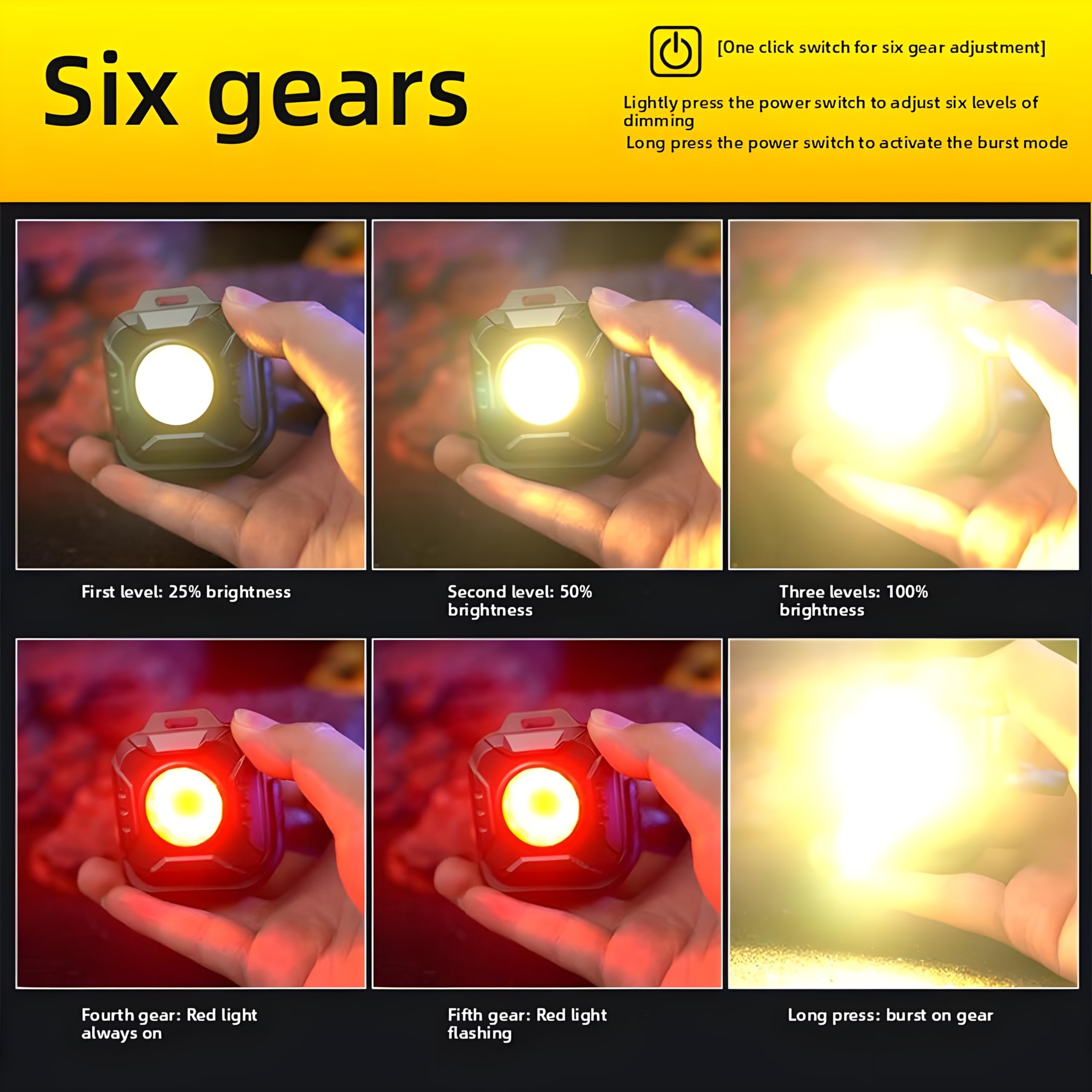 QLIGHT 2PACK Rechargeable Mini Flashlight Outdoor Led Torch Light, COB Camping Lights Outdoor, Adjustable Color Temp (2700K-8000K), Waterproof, Emergency Light Rechargeable, Light for Camping.